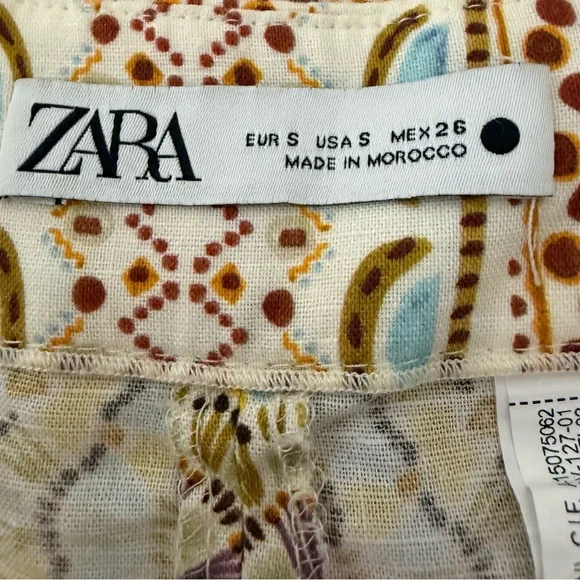 ZARA High-Waisted Boho Linen-Blend Wide Leg Pants - Size S EUC - Picture 7 of 13
